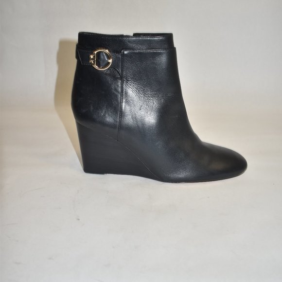 Tory Burch Sophia Wedge Heel Bootie Black Size 11 - Picture 3 of 10